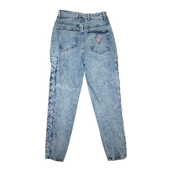 Vintage Venus USA High Waisted Acid Wash Jeans  Size 3 Crisscross Lace-Up Sides - Picture 2 of 6